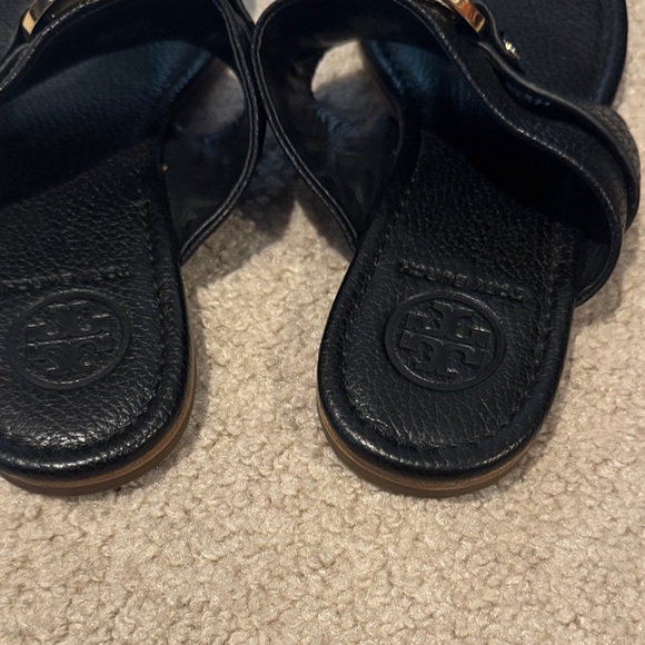 Tory Burch Black Slides with Gold Emblem - Picture 3 of 4